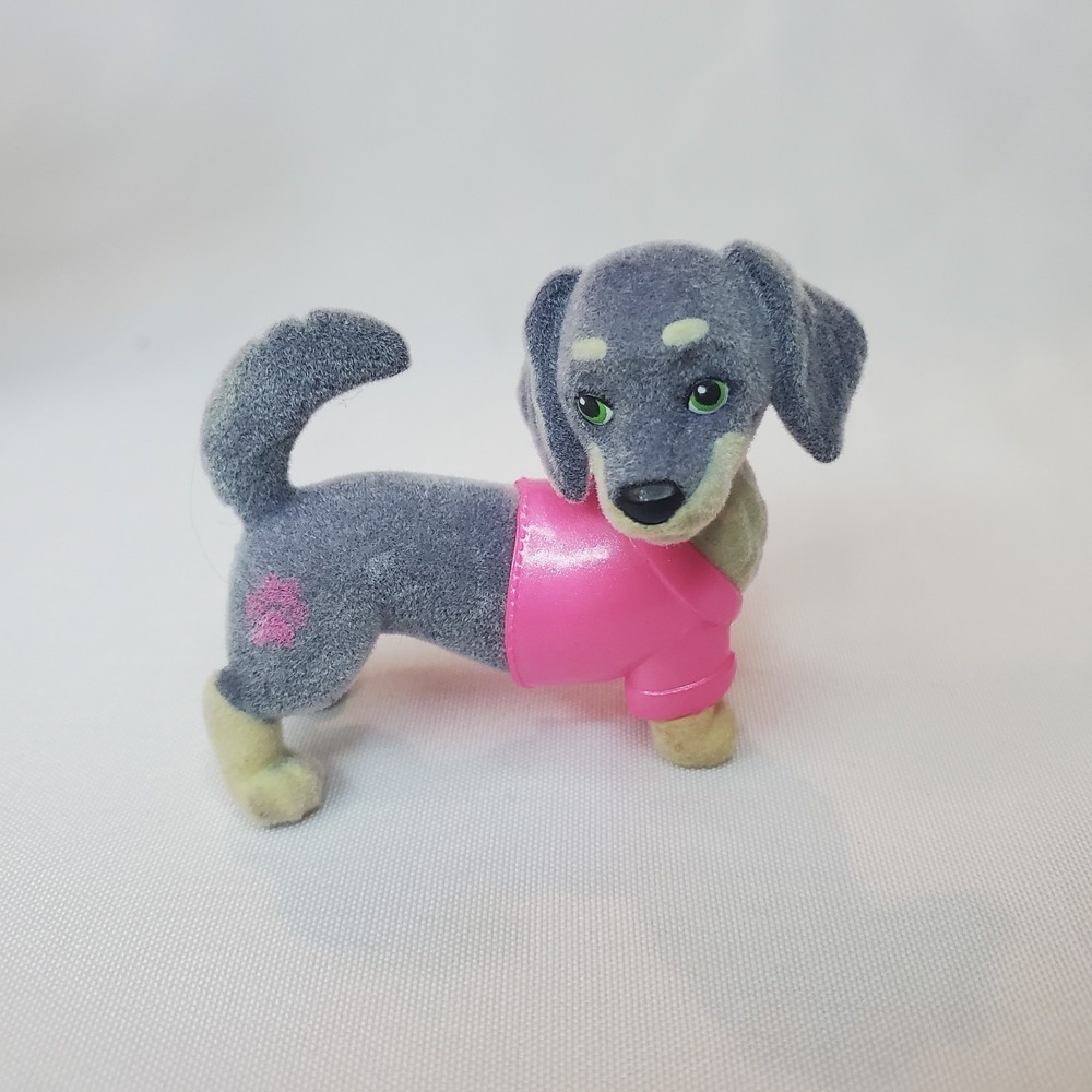 Barbie Pets Series 13 Mini Flocked Figure Grey Dog Daushund